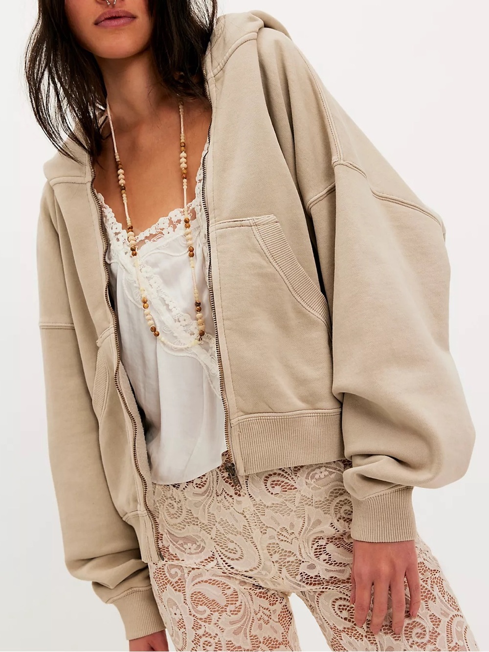 Free People Chill Out Zip Up Hoodie - Chateau Grey - NWT